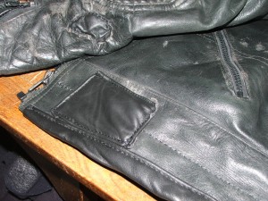 2 new patches hand stitched on Motor Bike Jacket